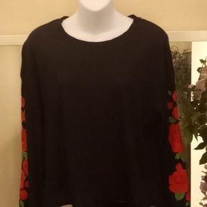 Rebellious One Rose L/S Crop Top